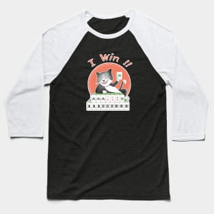 MAHJONG tiles i win cat Baseball T-Shirt